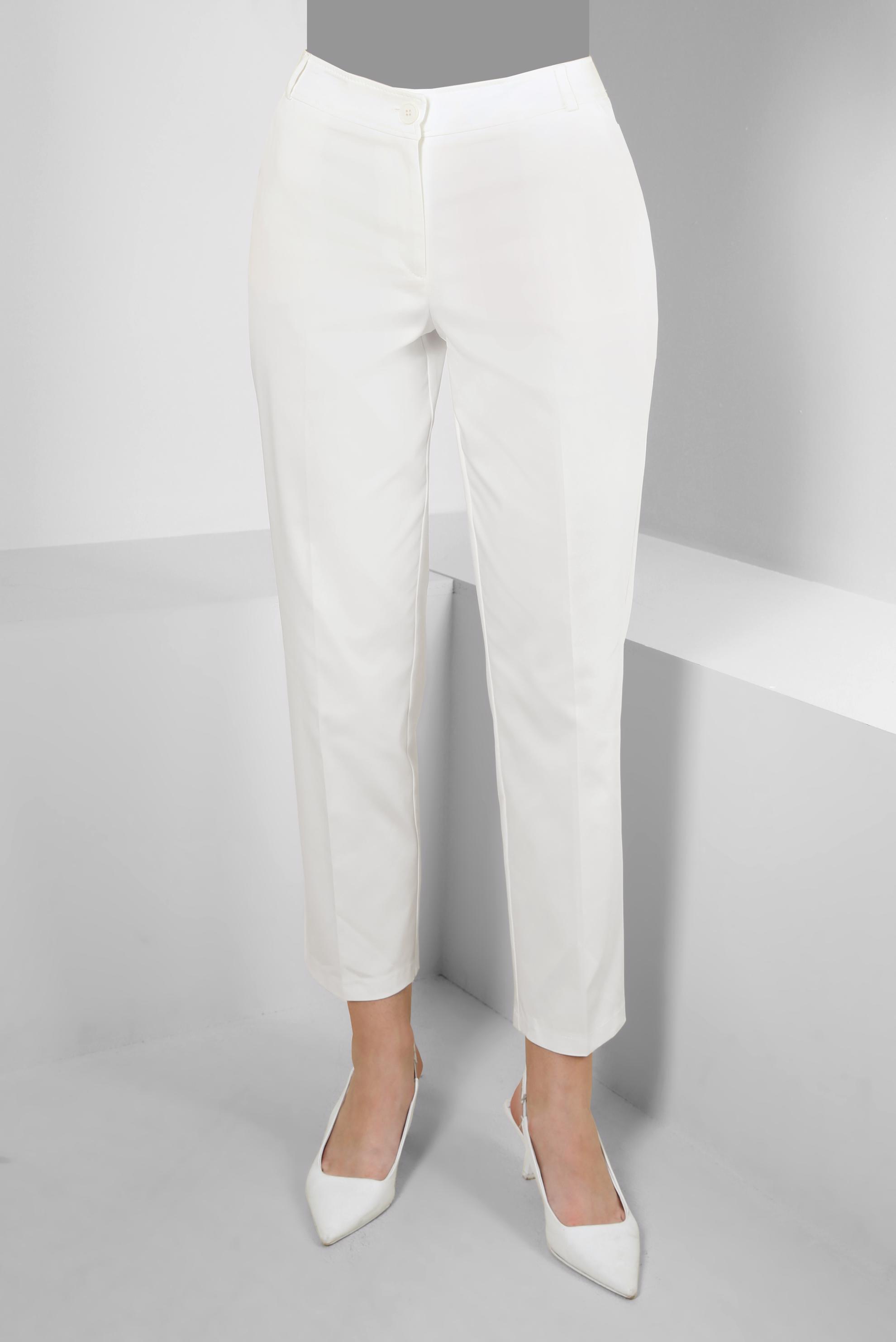 Tesettür giyim BEYAZ DAR PAÇA KLASİK PANTOLON 70534